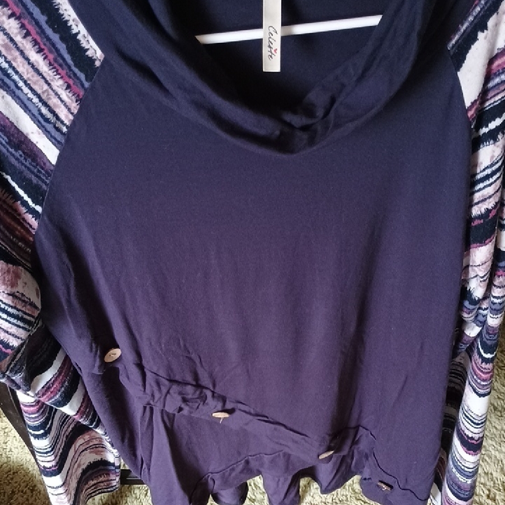 cloth & stone navy long-sleeve tunic with button detail